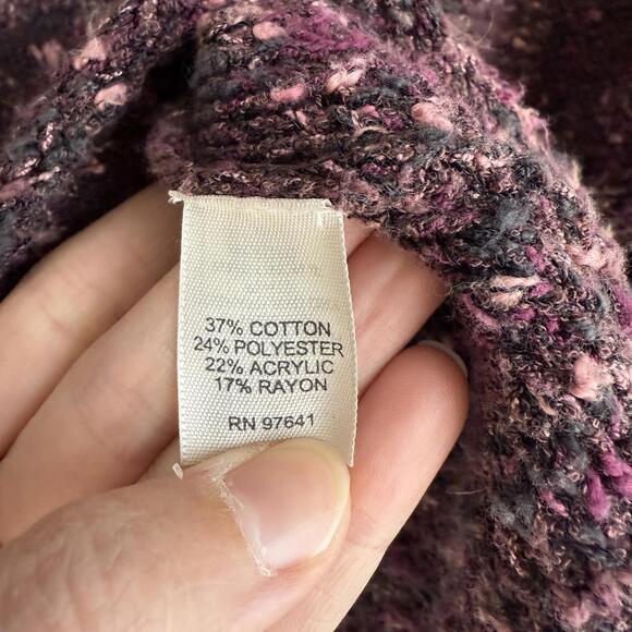 J.JILL Purple Pink Marbled‎ Single Button Knit Ladies Cardigan, M - Picture 4 of 4